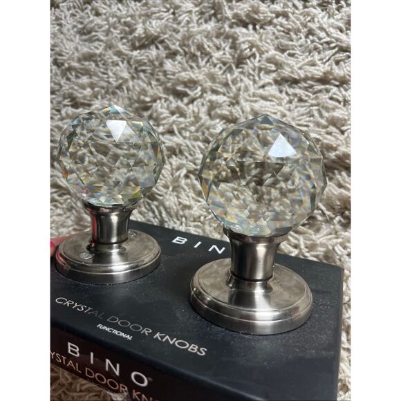 NWT BINO Crystal Door Knobs BRUSHED NICKEL One Set Round Crystal Balls - Picture 8 of 13